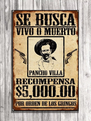 Cuadro Decorativo De Pancho Villa - Se Busca + Stickers