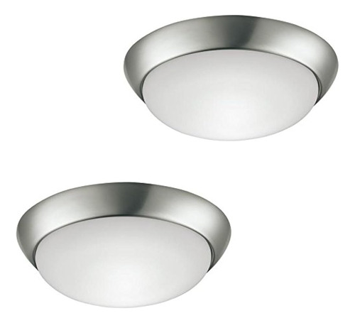 Project Source 2-pack 11-in W Brushed Nickel Led Flush Mount