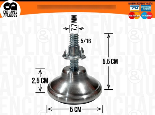 Imagen 2 de 5 de Nivelador Pata Acero Inox 2 X 5/16 X 4 Undades