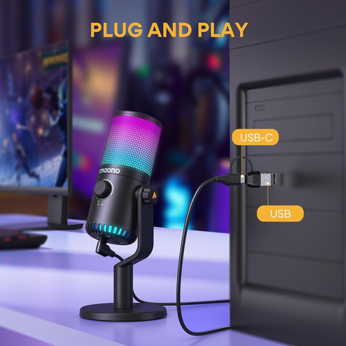 Micrófono Usb Para Juegos Con Software, Micrófono Rgb...