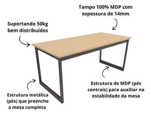 Conjunto Mesa 150cm Com Estante Versátil De 80 Ou 160cm