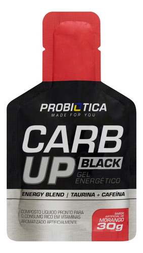 Suplemento Energético Gel Morango Probiótica Carb Up Black Sachê 30g