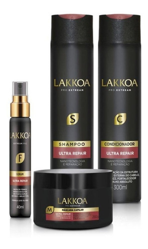 Kit Ultra Repair Lakkoa Shampoo Condicionador Máscara Sérum