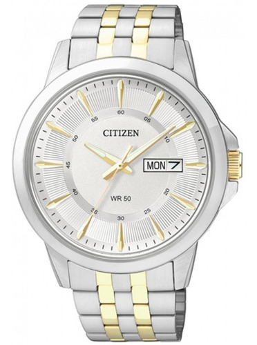 Reloj Citizen Bf201852a Hombre 50m Sumergible Dia Y Fecha Color de la malla Plateado y dorado Color del bisel Plateado Color del fondo Blanco