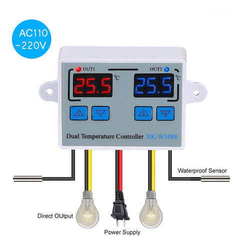 Dual Digital Thermostat Temperature Controller Two Relay