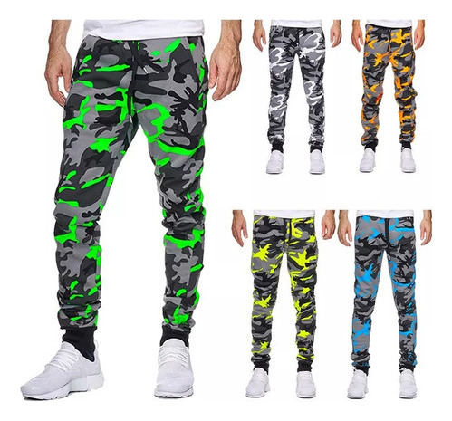 Pantalones Elásticos Casual De Camuflaje De Tiro Medio