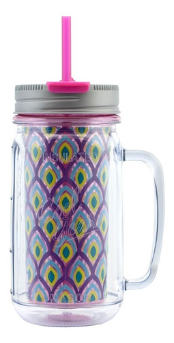 Chiller 16 Oz Cool Gear Mason Jar With Graphics 2059 Fucsia