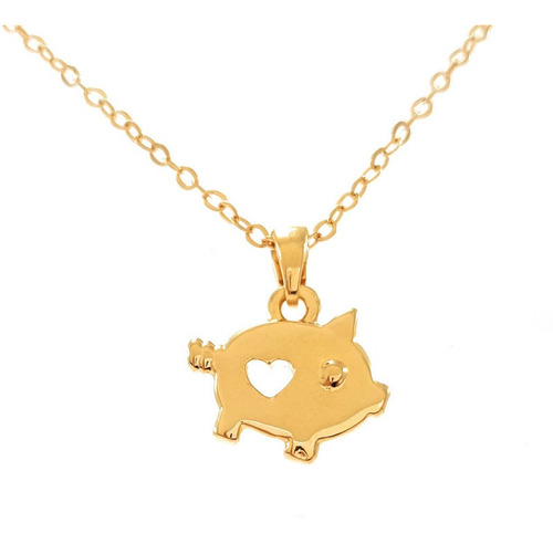 Collar Cerdito Corazón - Para Regalo - Chapa Oro Premium