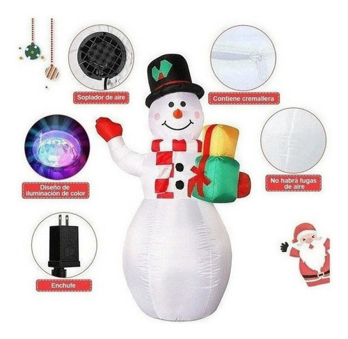 Decoración Inflable Luminosa De Muñeco De Nieve