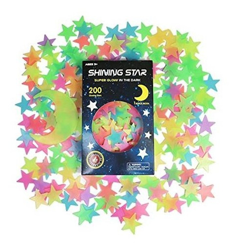 Pegatinas De Estrella Fluorescente 200 Adhesivo Luna Colores