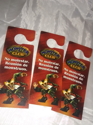 Lote X 3 Cartones Para Puerta No Molestar Monster Club