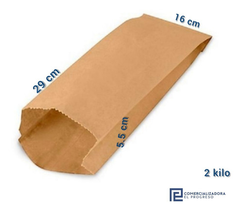 Bolsa Saco Papel Kraft 2 Kg Pack 100 Unidades