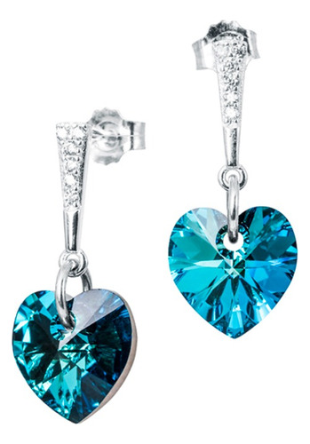 Aros Romance Cristales Genuinos Bermuda Blue