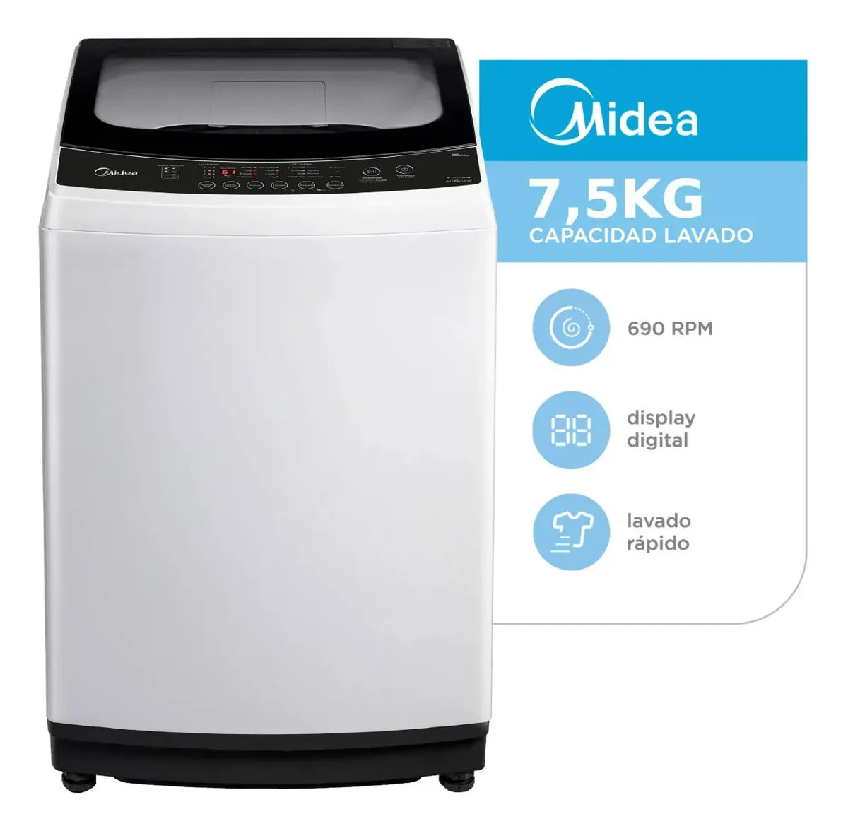 Midea Lavarropas carga superior MLS-75WE04N MLS75WE04N