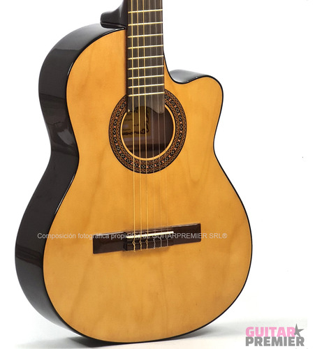 Guitarra Electrocriolla Con Corte Negro Tensor Manual Pua Gp