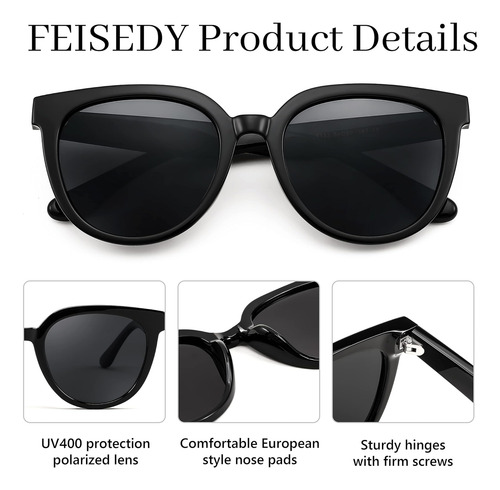 Feisedy Gafas De Sol Para Mujer, Gafas De Sol Redondas Polar