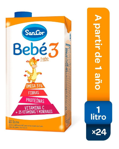 Leche Sancor Bebe 3 Nutricion Completa 1lt X 24 Unidades