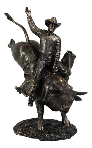 Estatua Rústica De Vaquero Occidental En Resina De Bronce Si