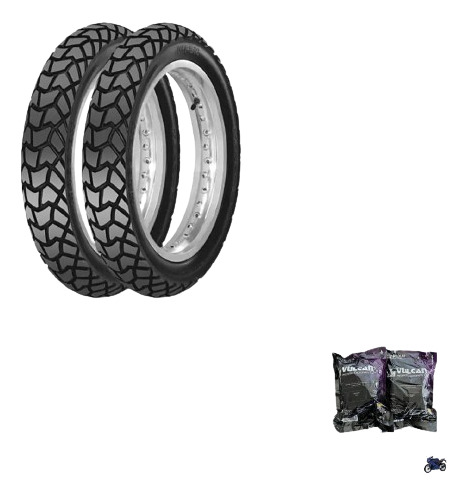 Par Pneu Maggion 90/90-19 + 110/90-17 +2 Camaras Bros Crosse