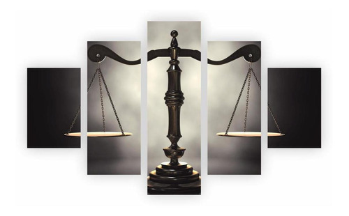 Quadro decorativo PlimShop Decorativo quadro direito - balança da justiça - decorativo tela canvas de 65cm x 110cm de 5u - madeira
