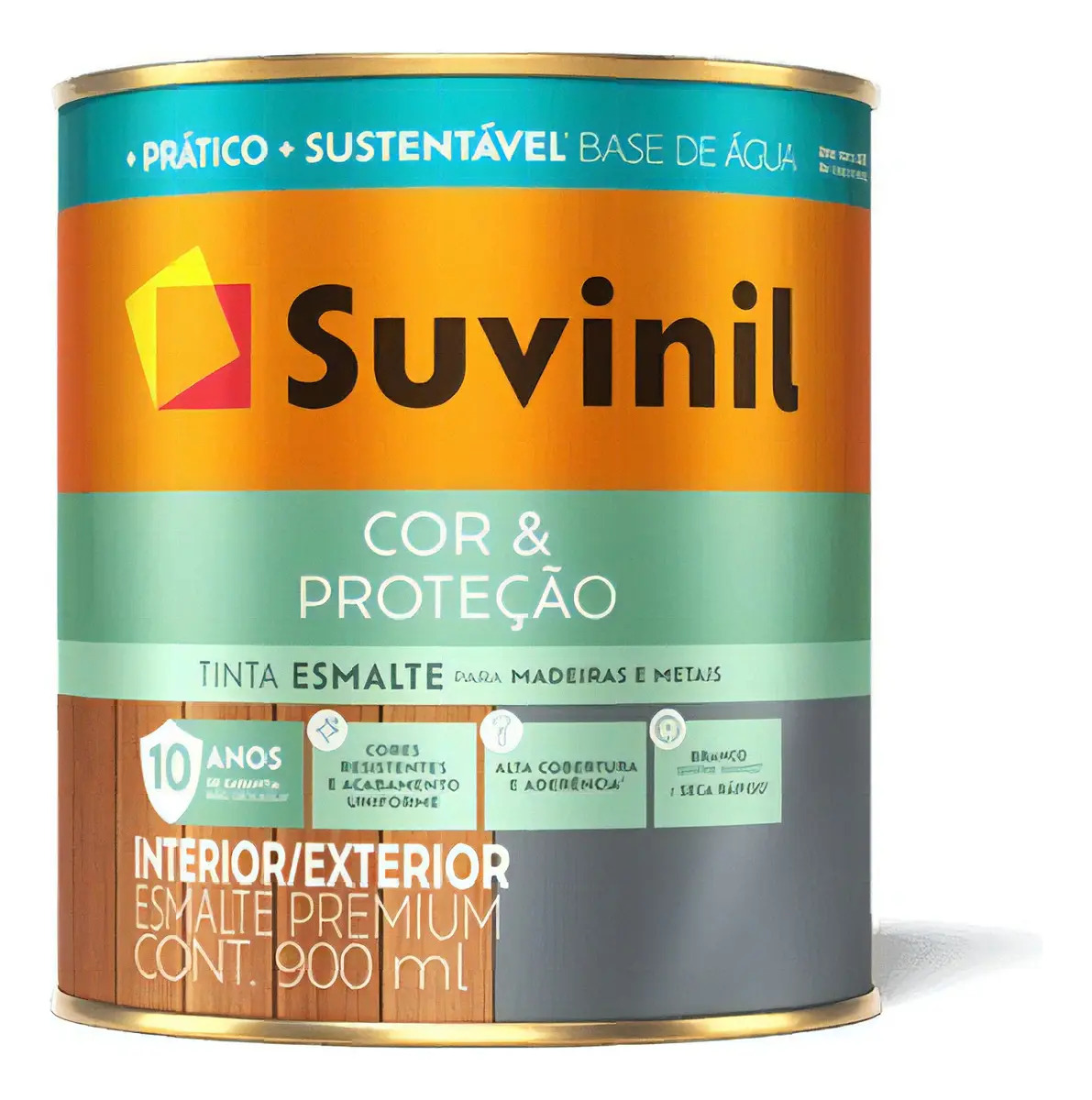 Esmalte Cor Proteção B Água Brilh/acetin Suvinil 900ml Cores Cor Preto Brilhante