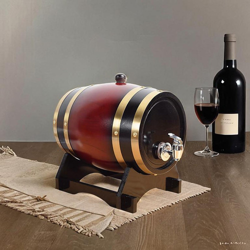 Barril De Vino Envejecido Con Soporte Y Vino Tinto 3l