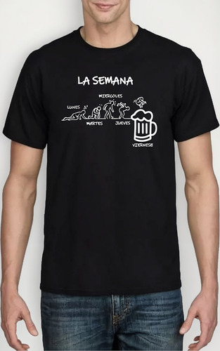 Polera Semana De Hombre - Algodón - 100% Divertida