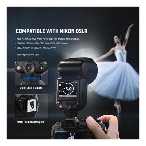 Neewer Z2pro-n 2.4g Ttl Cabeza Redonda Flash Speedlite Con