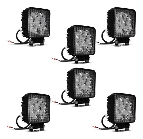 Jogo Com 6 Farol De Milha Auxiliar Led Jeep Troller Trilha