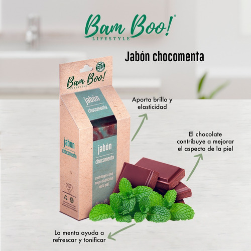 Imagen 4 de 9 de Jabón Artesanal Natural Chocomenta 100 G Bam Boo! Lifestyle