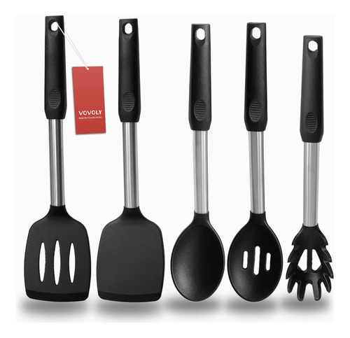 Set 5 Utensilios Cocina Antiadherentes De Silicona Y Acero I