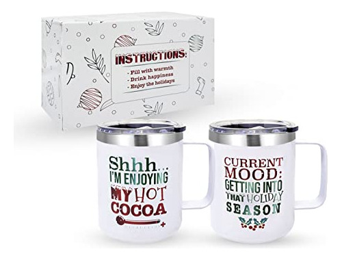 Rocky Leaf Christmas Mugs Set De 2  12oz Tazas De Lpd4m