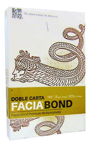 Papel Facia Bond Doble Carta 75gr 99% Blancura 100 Hojas