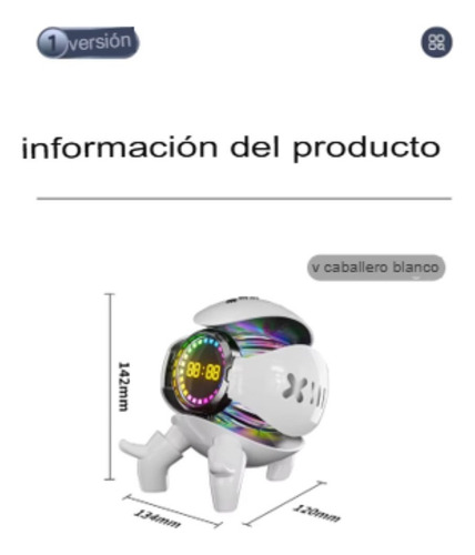 Altavoz Bluetooth Reloj Despertador Fm Diseño Robot Con Rgb