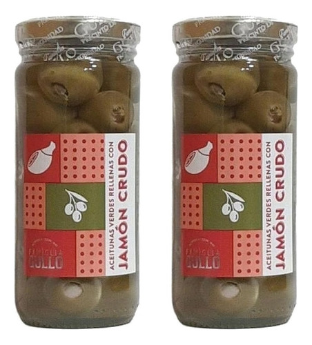 Aceitunas Verdes Rellenas Con Jamon Crudo Frasco 200g X 2