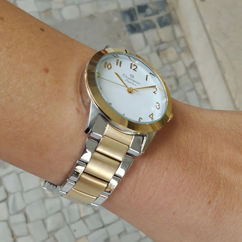 Relógio Champion Cn26519 Feminino Gold Aço Inox 50m