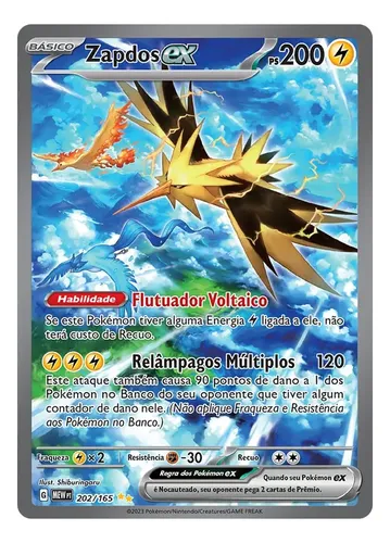 Carta Pokémon Lendário Zapdos Ex Ilustração Especial 151