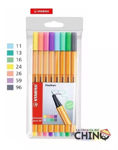 STABILO Point 88- Pack of 8 Pastel Colors