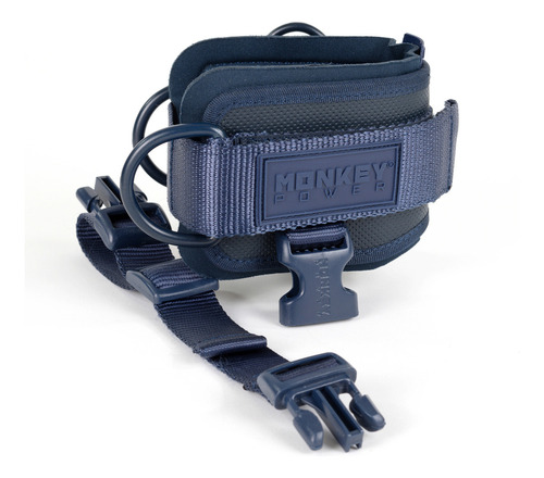 Monkey Power Fit Par De Grilletes Ultra Azul Navy Para Gym Polea Con Talonera Fitness Gimnasio Para Gluteos, Pierna Y Laterales, Materiales De Alta Calidad, Nylon, Plastico Y Acero, Correas Reforzadas