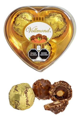 Vollmond Chocolate 3 Corazón De 3pz C/u Oblea Maní Cacao