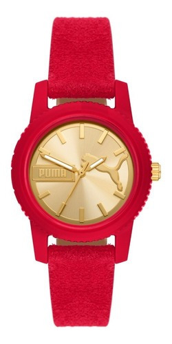 Reloj Mujer Puma Ultrafresh De Piel Color de la correa Rojo