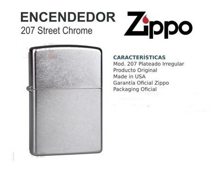 Encendedor Zippo® Street Cromado Versión Clásica Mod. 207