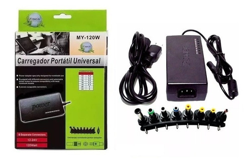 Fonte Carregador Notebook C/adaptador Universal 8 Conectores