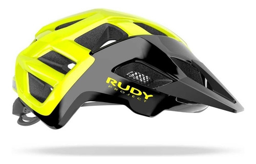 Casco Rudy Project Crossway negro y amarillo fluor en molde, talla P-m