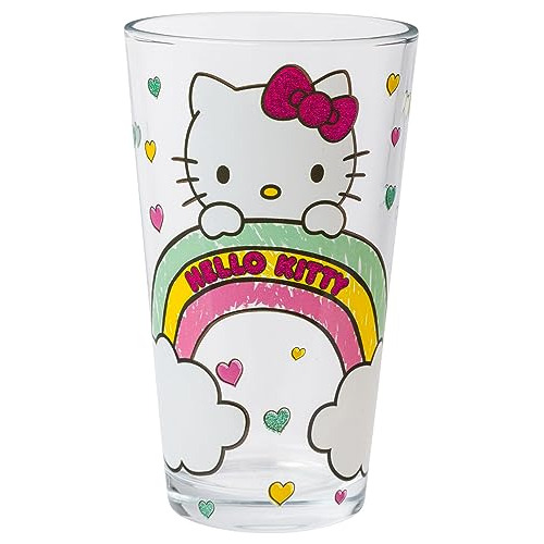 Vaso Pintado Purpurina Transparente Arcoíris De Sanrio...