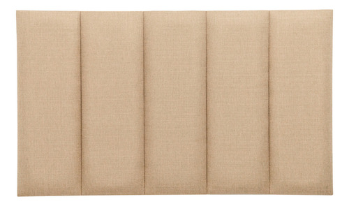 Cabeceira Solteiro Modelar Casa Estofada Modular Ripada Adesiva com 5 Placas 60x20 Medida Montada 100x60cm na Cor Linho Bege