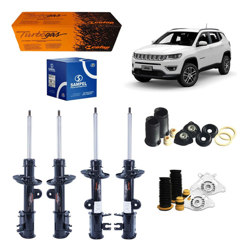 4 Amortecedores Cofap + Kits Sampel Compass 2.0 4x4 At9 17/