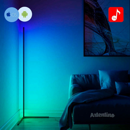 Imagen 3 de 10 de Luz Lampara Pie Esquinero Led Rgb Minimalista App Bluetooth