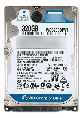 Disco Duro Notebook 320gb Sata Wd Seagate Usado Con Garantia (Reacondicionado)