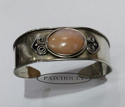 Imagen 6 de 6 de Pulsera De Alpaca Con Piedra Hecha A Mano Rigida Artesanal
